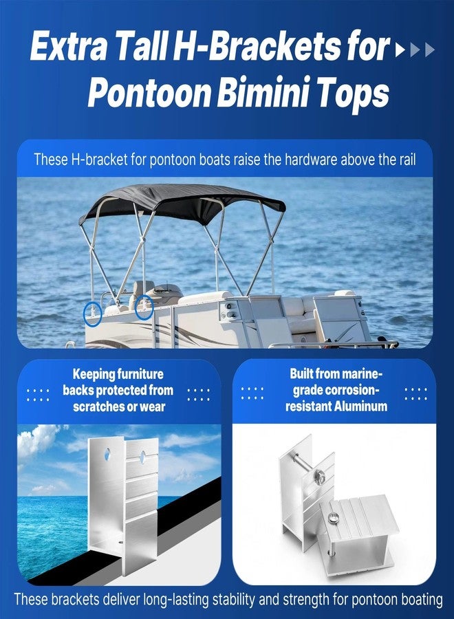 مجموعة من قطعتين من دعامات Yudylg الطويلة جدًا على شكل حرف H لأغطية مظلات القوارب العائمة، حامل أنبوب ألومنيوم مربع مقاس 1-1/4 بوصة، متوافق مع أجزاء مظلات Shademate، مصنوع من الألومنيوم - Image 4