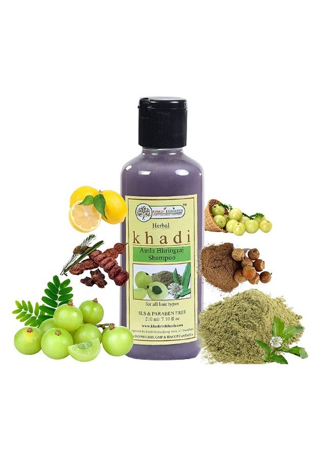 KHADI RISHIKESH Herbal Amla Bhringraj Shampoo - 210Ml ((Pack Of 4 (4X210Ml)) - Image 1
