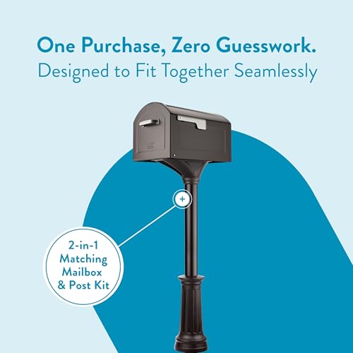 ARCHITECTURAL MAILBOXES صندوق بريد معماري Centennial™ T4، معتمد من USPS، صندوق بريد معدني ثقيل من الجيل التالي للاستخدام الخارجي مع عمود، برونزي مصقول، صندوق بريد كبير جداً بجانب الرصيف مع قفل مغناطيسي - Image 3