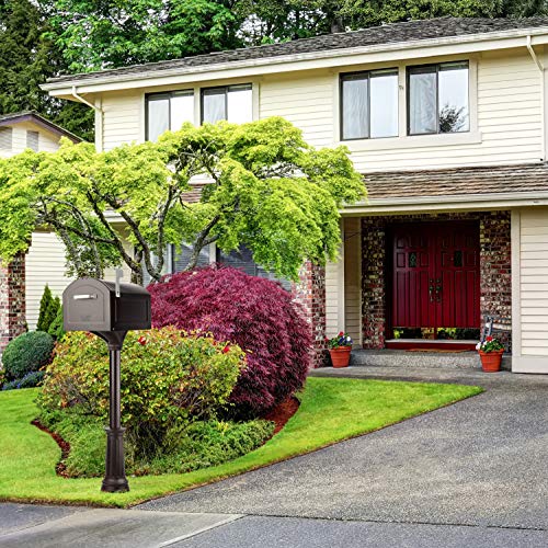 ARCHITECTURAL MAILBOXES صندوق بريد معماري Centennial™ T4، معتمد من USPS، صندوق بريد معدني ثقيل من الجيل التالي للاستخدام الخارجي مع عمود، برونزي مصقول، صندوق بريد كبير جداً بجانب الرصيف مع قفل مغناطيسي - Image 2