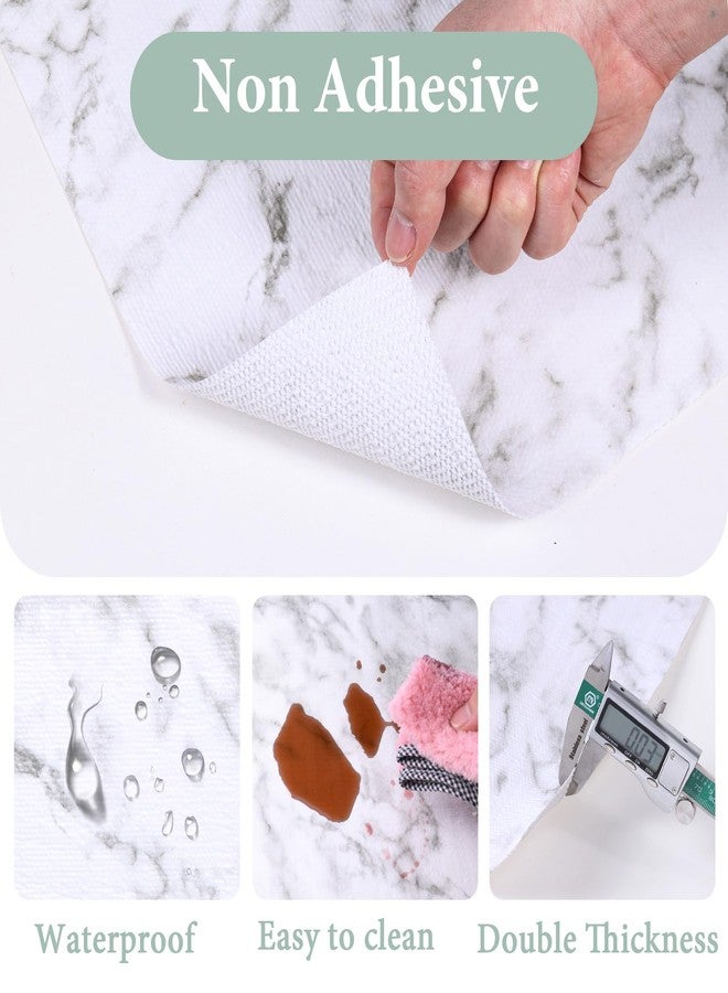 Kimhan Drawer and Shelf Liner for Kitchen Cabinet Non Slip Waterproof Shelf Paper Non Adhesive Refrigerator Liners White Marble Easy Liners for Bathroom Cupboard (White Marble, 12 in X 10 Ft) - Image 2