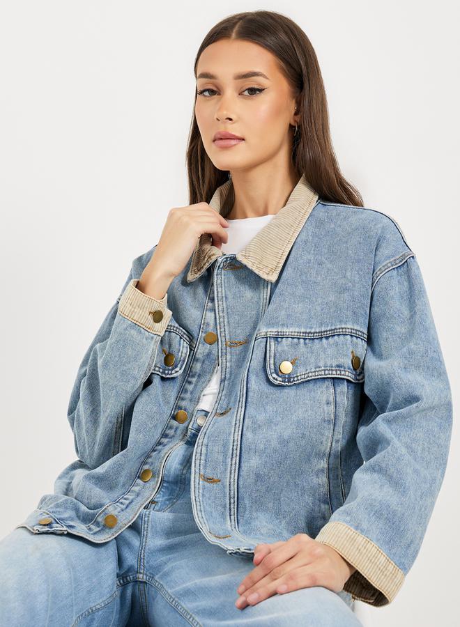 Styli Oversized Longline Denim Jacket - Image 1