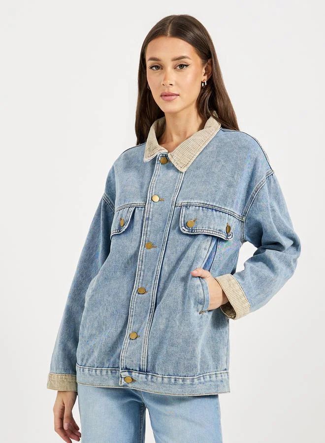 Styli Oversized Longline Denim Jacket