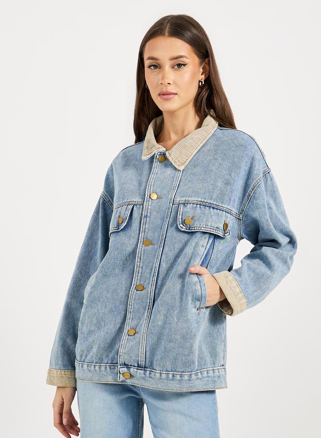 Styli Oversized Longline Denim Jacket - Image 4