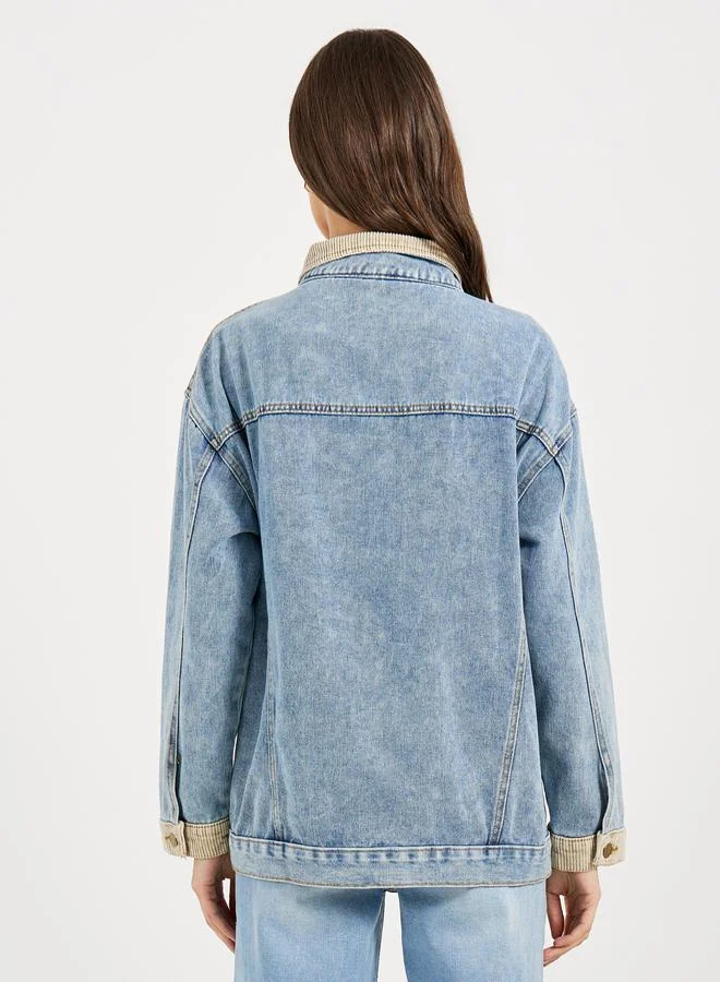 Styli Oversized Longline Denim Jacket