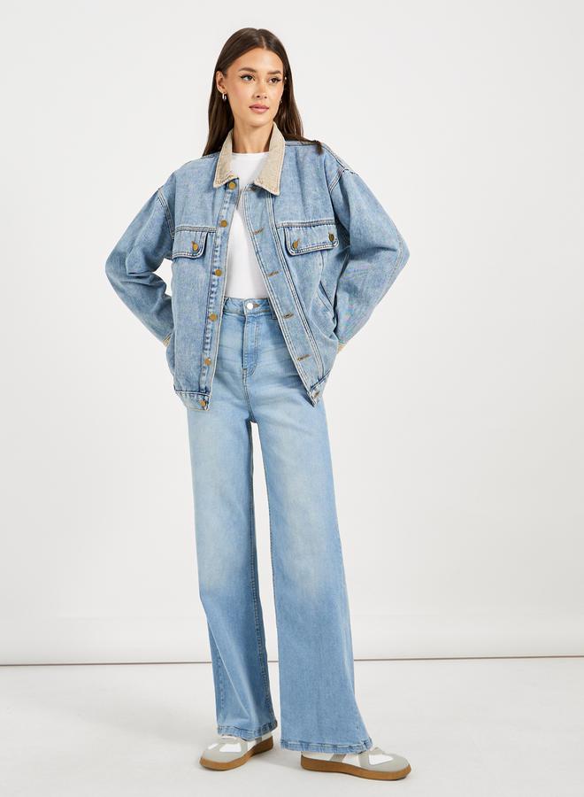 Styli Oversized Longline Denim Jacket - Image 2