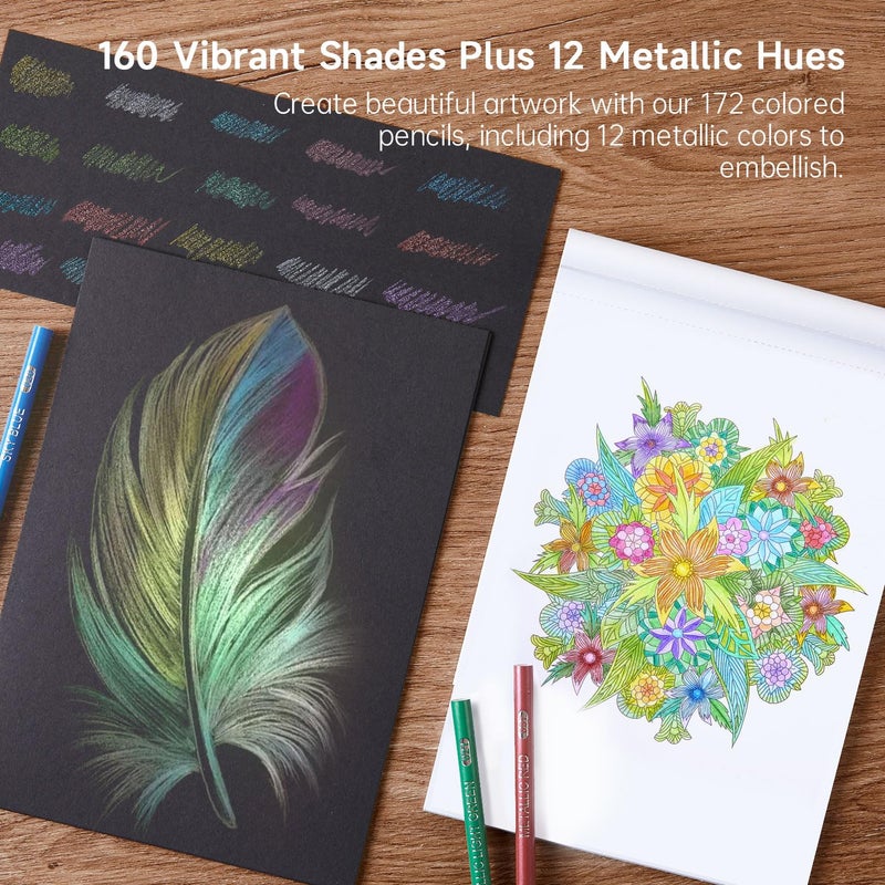 Shuttle Art 172 Colored Pencils for Adult Coloring Books, Soft Core Color Pencil Set for Artist Drawing Sketching Crafting - Image 5