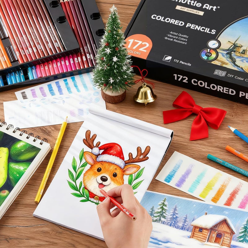 Shuttle Art 172 Colored Pencils for Adult Coloring Books, Soft Core Color Pencil Set for Artist Drawing Sketching Crafting - Image 2