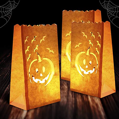 Homemory 24 Pack Halloween Luminary Bags Upgraded MoistureProof Orange Tea Light Candle Bags for Halloween Decoration Parties Fall Festival - Image 1