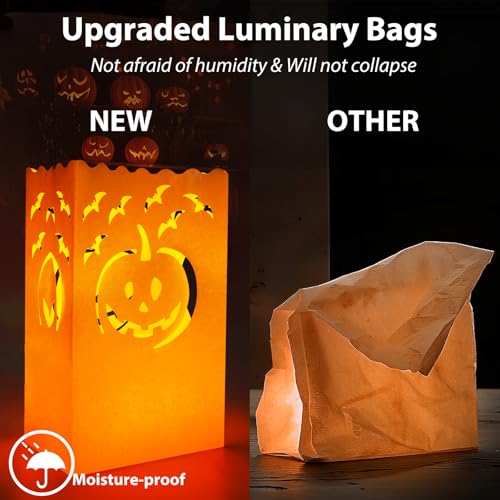 Homemory 24 Pack Halloween Luminary Bags Upgraded MoistureProof Orange Tea Light Candle Bags for Halloween Decoration Parties Fall Festival - Image 3