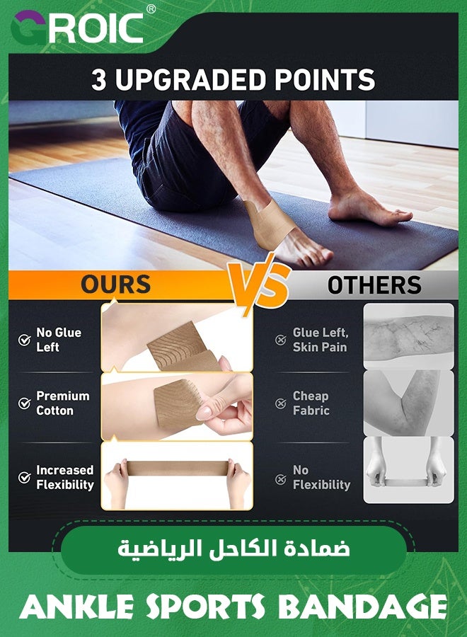 4 Pcs Kinesiology Tape for Ankle, Pain Relief, Prevent Ankle Sprain, Provide Support for Ankle Ligament, Elastic Athletic Tape, Breathable K Tape for Daily