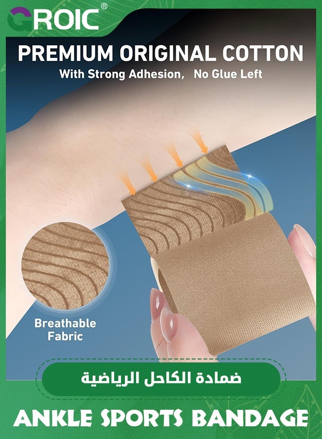 4 Pcs Kinesiology Tape for Ankle, Pain Relief, Prevent Ankle Sprain, Provide Support for Ankle Ligament, Elastic Athletic Tape, Breathable K Tape for Daily