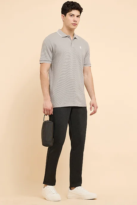 أر أند بي Textured Knitted Slim Fit Pants with Button Closure