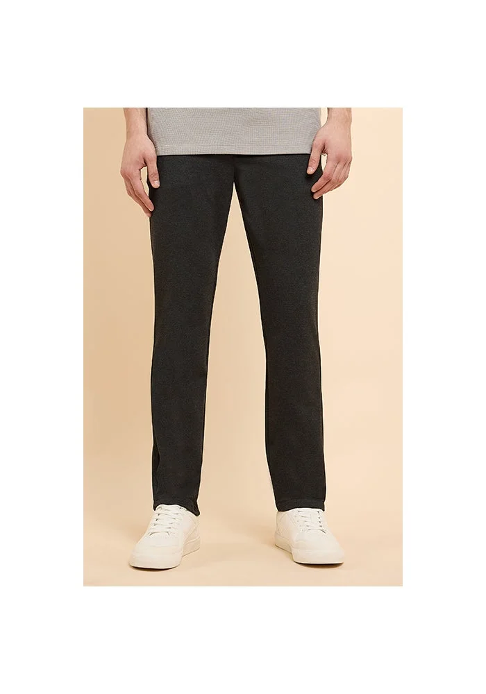أر أند بي Textured Knitted Slim Fit Pants with Button Closure