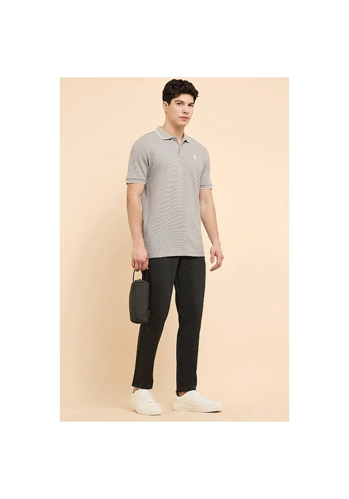 أر أند بي Textured Knitted Slim Fit Pants with Button Closure