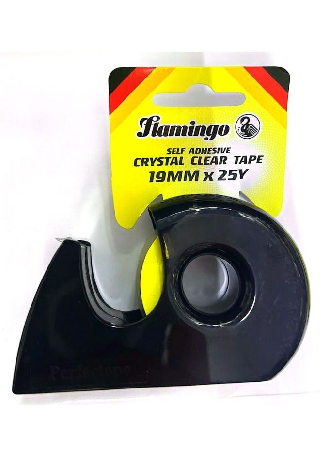 Flamingo Self Adhesive Crystal Clear Tape 19mm×25yard With Black Dispenser