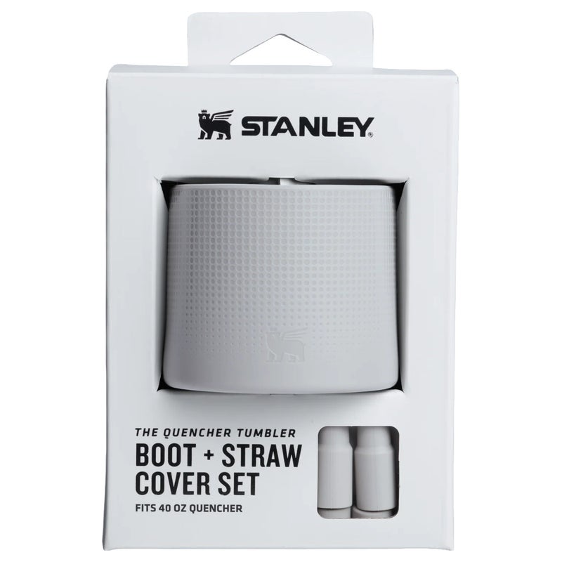 Stanley 40oz Stanley Quencher Boot + Straw Topper Silicone Protective Sleeve & Straw Cover – Ash - Image 1