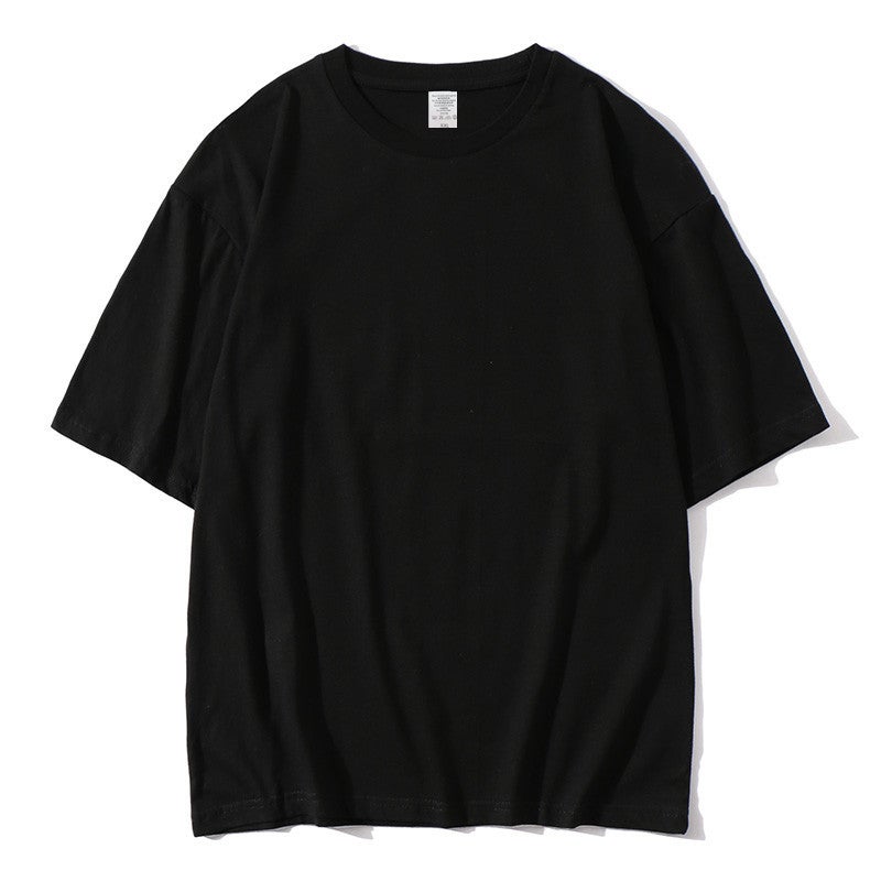 Summer Combed Cotton 180g Crewneck plus size Half Sleeve Loose Shoulder Short Sleeve Men's and Women's Fashion Cotton T-shirt Wholesale - Image 1