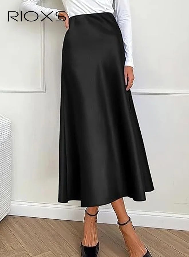 Women's Pleated A-Line High-Waisted Ankle-Length Maxi Skirt with Belt for Office and Casual Wear - Image 3