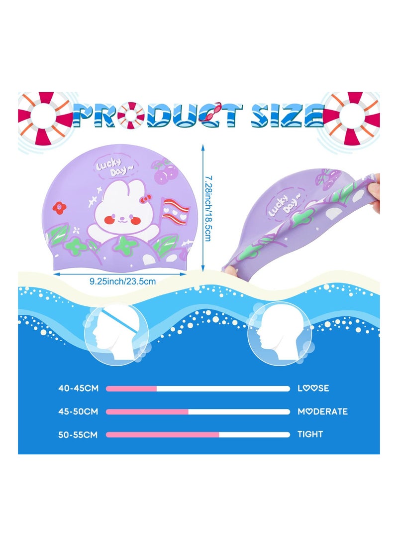 Generic - Kids Swimming Caps, 2 PCS Kids Waterproof Bathing Swim Cap, for Kids, Children, Boys and Girls, Girls Swimming Hat Fabric Toddler Swim Caps, Polyester Child's Swim Hats for Long and Short Hair - Image 1