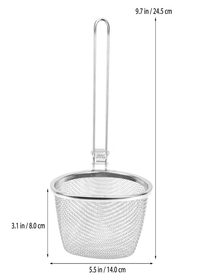 هيموتون مصفاة هيموتون المصنوعة من الفولاذ المقاوم للصدأ، ذات شبكة دقيقة، سلة معكرونة أسطوانية مسطحة، مصفاة ووك، سلة قلي للمعكرونة والنودلز والزلابية والرامن، للشطف والسلق، 24.5 × 14 سم - Image 2