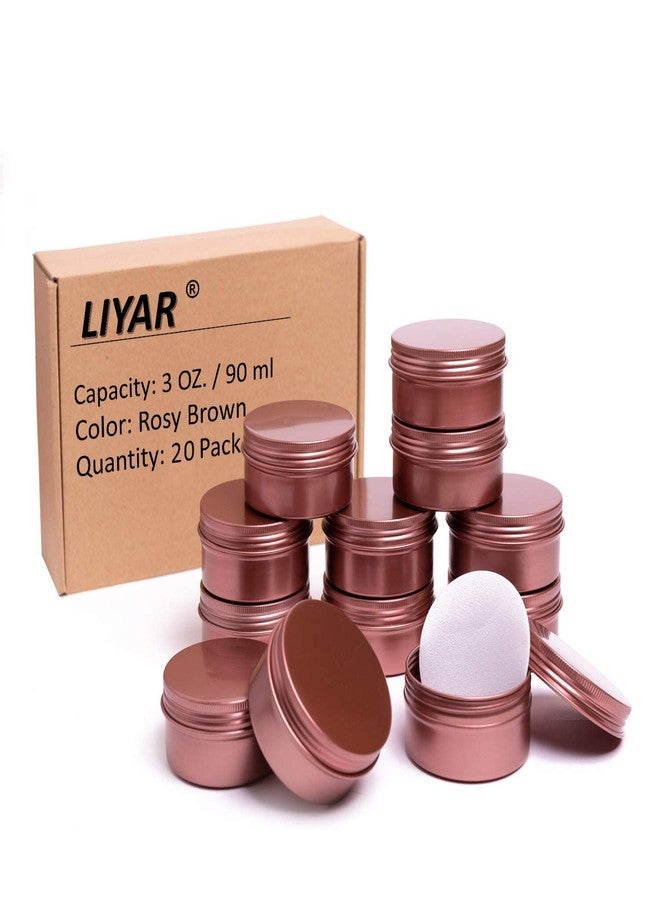 LIYAR 3 Ounce Tins Cans 3 Oz. Tins Containers Round Tins Metal with Lids Aluminum Metal Containers Metal Tins Jars for Balm,Candy,Salve,Candles,Pack of 20(Rosy Brown) - Image 1