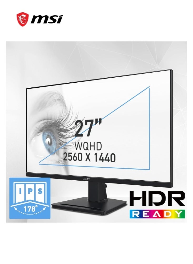إم اس أي PRO MP275Q | 27 Inch 2560 x 1440 (WQHD) Office Monitor | IPS Panel, 100 Hz, Eye-Friendly Screen | Built-in Speakers, Tilt-Adjustable - HDMI, DisplayPort | 9S6-3PC3CM-026 - Image 3