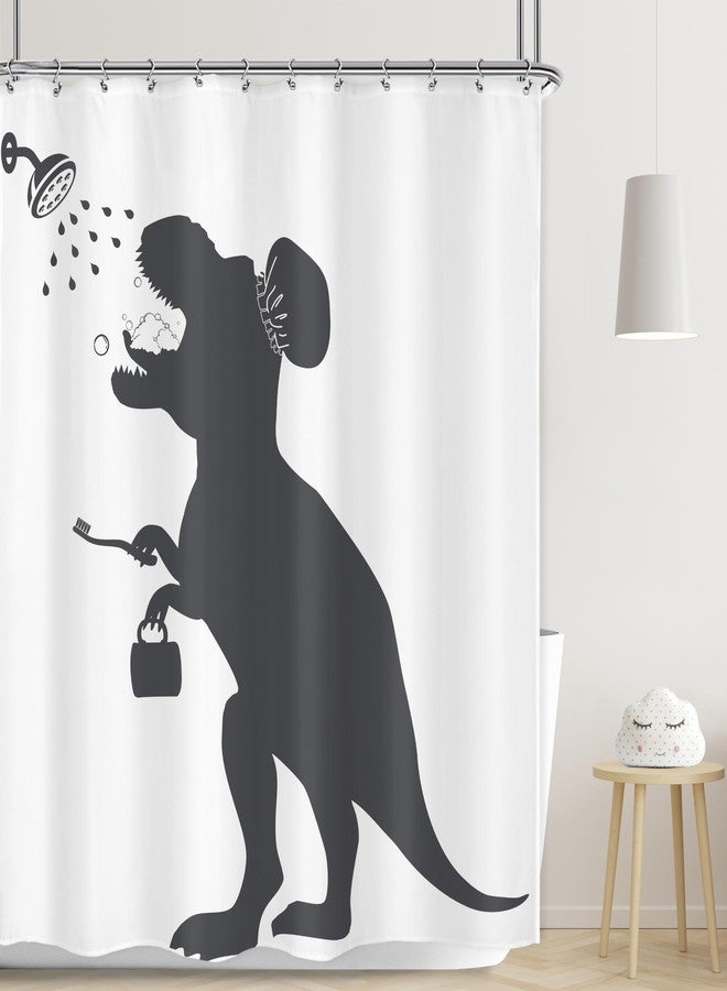 LGhtyro Funny Dinosaur Shower Curtain Dino Shower Curtain Kids Trex Raptor Silhouette Animal Shadow Cartoon Bath Accessories Art Home Decor 60x71 Fabric 12 Pack Hook - Image 1