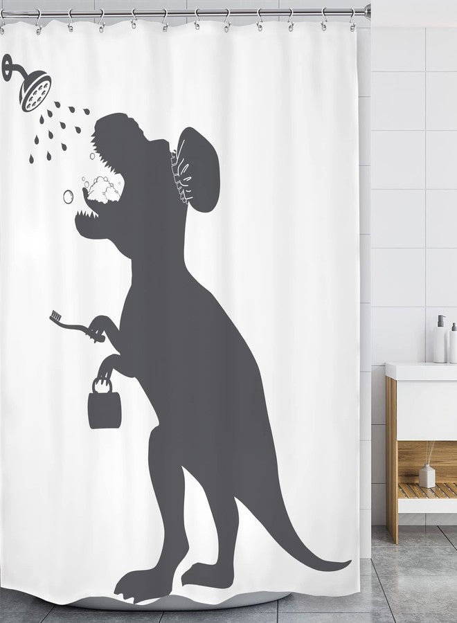 LGhtyro Funny Dinosaur Shower Curtain Dino Shower Curtain Kids Trex Raptor Silhouette Animal Shadow Cartoon Bath Accessories Art Home Decor 60x71 Fabric 12 Pack Hook - Image 2