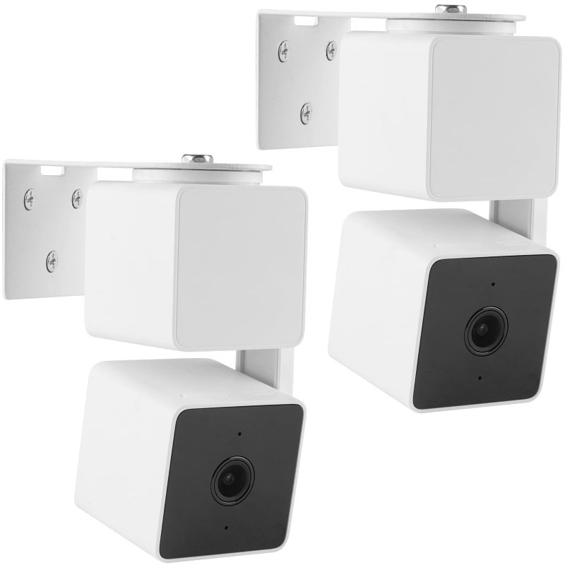 UYODM 2Pack Adhesive Metal Wall Mount Bracket Compatible with Wyze Cam Pan V3/ Wyze Cam V4/V2, VHB Stick On,No Drilling Mounting Bracket for Wyze Get The Best View,Two Ways Installation - Image 1