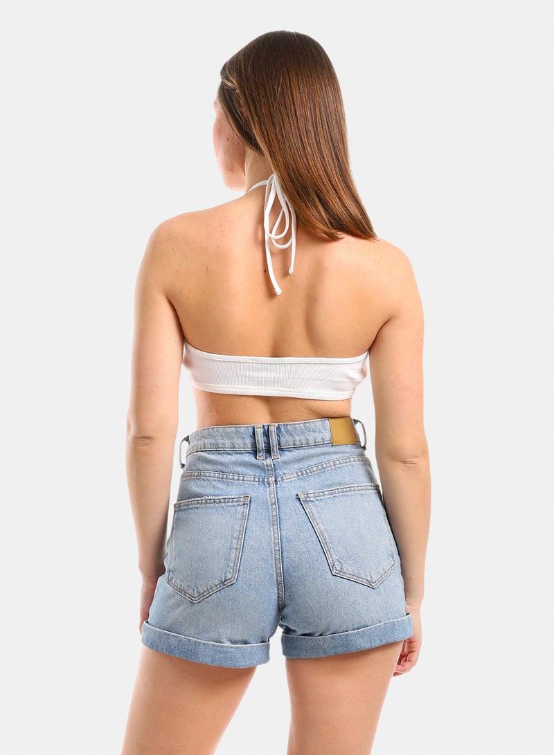 belle Ribbed Halter Crop Top - Image 3