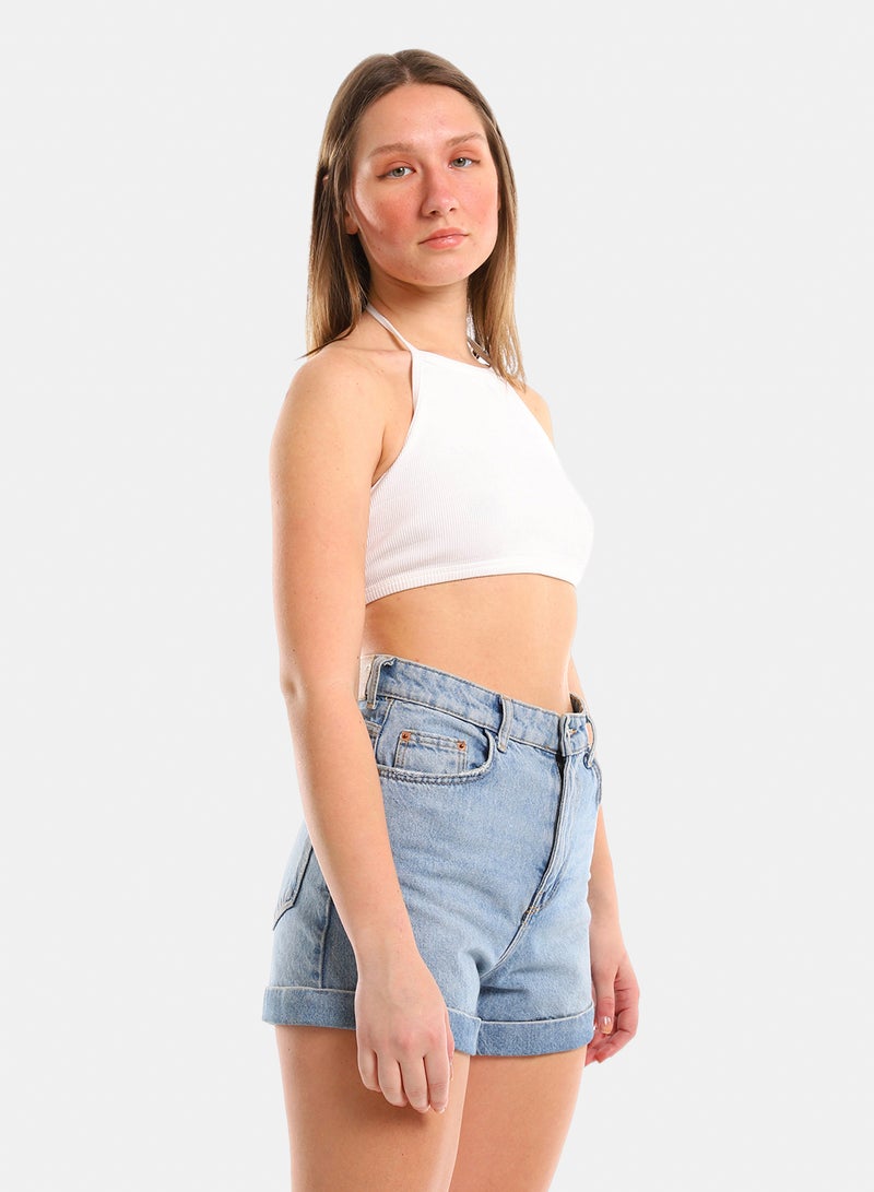 belle Ribbed Halter Crop Top - Image 2
