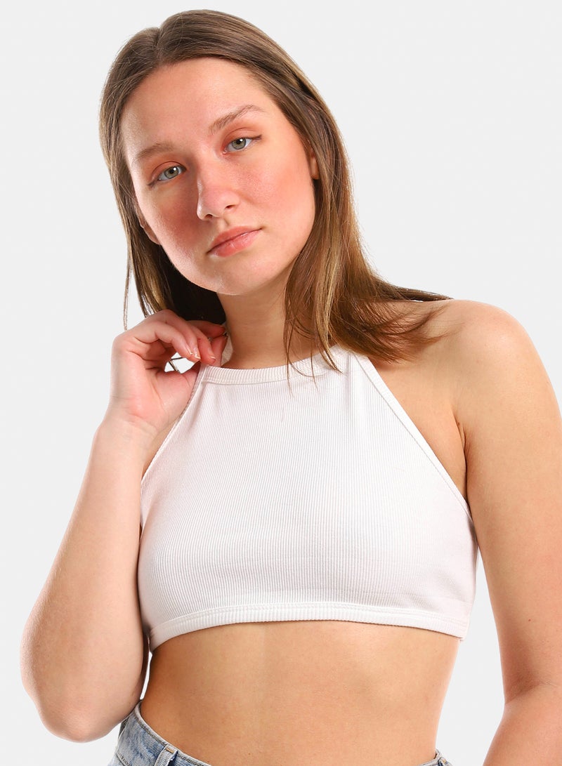 belle Ribbed Halter Crop Top - Image 4