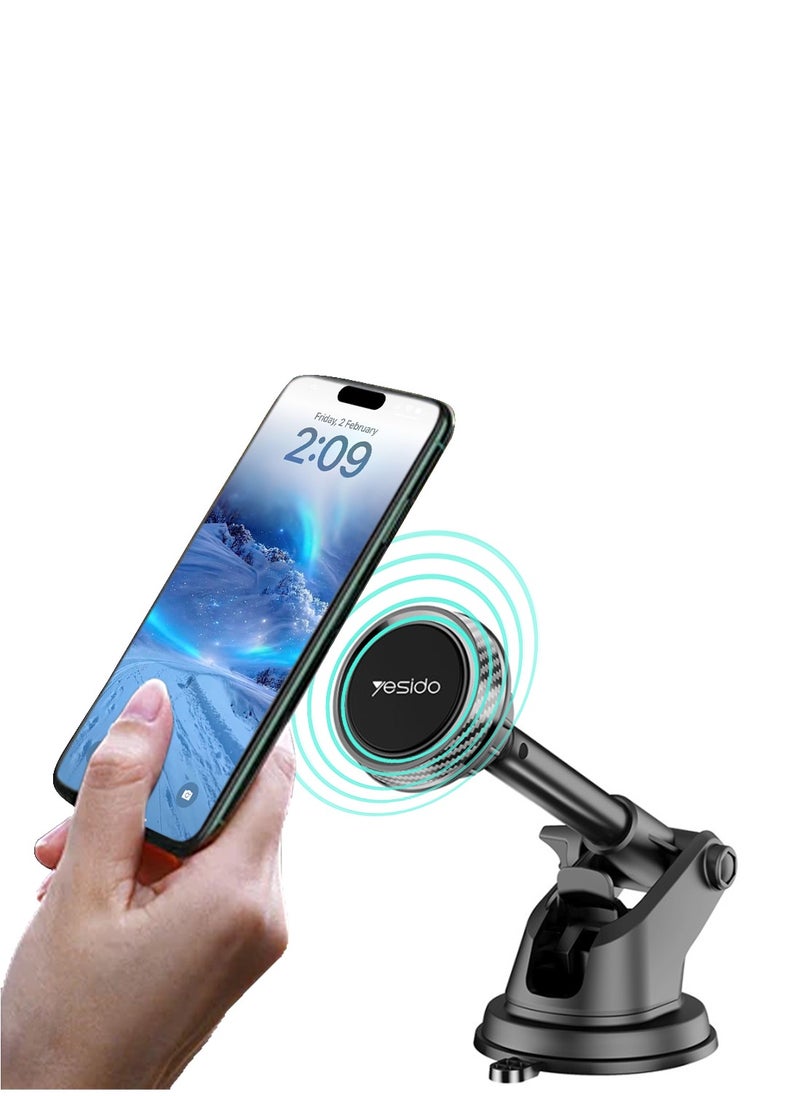 Yesido Car Magnetic Suction Phone Holder with Extendable Arm and 360 Rotation Angle for Dashboard / Windshield / Air Vent Yesido C67 - Black  - Image 1