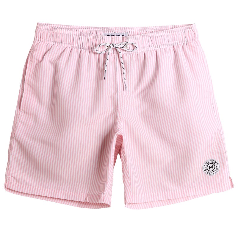 maamgic Mens Slim Fit Swim Shorts Swim Trunks 7 inch Quick Dry Mens Bathing Suits with Mesh Lining Pink