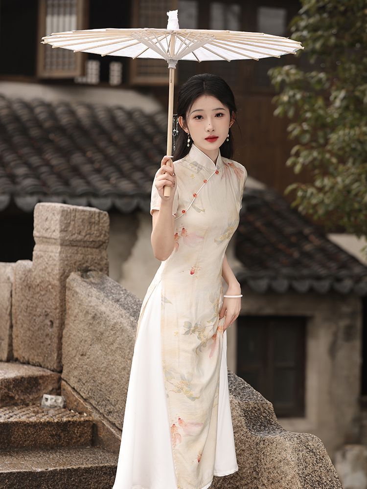 Aodai Koi Gui Cheongsam College Entrance Examination To Send Test Daily Wear Improved Dress New Chinese Style Summer - Image 3