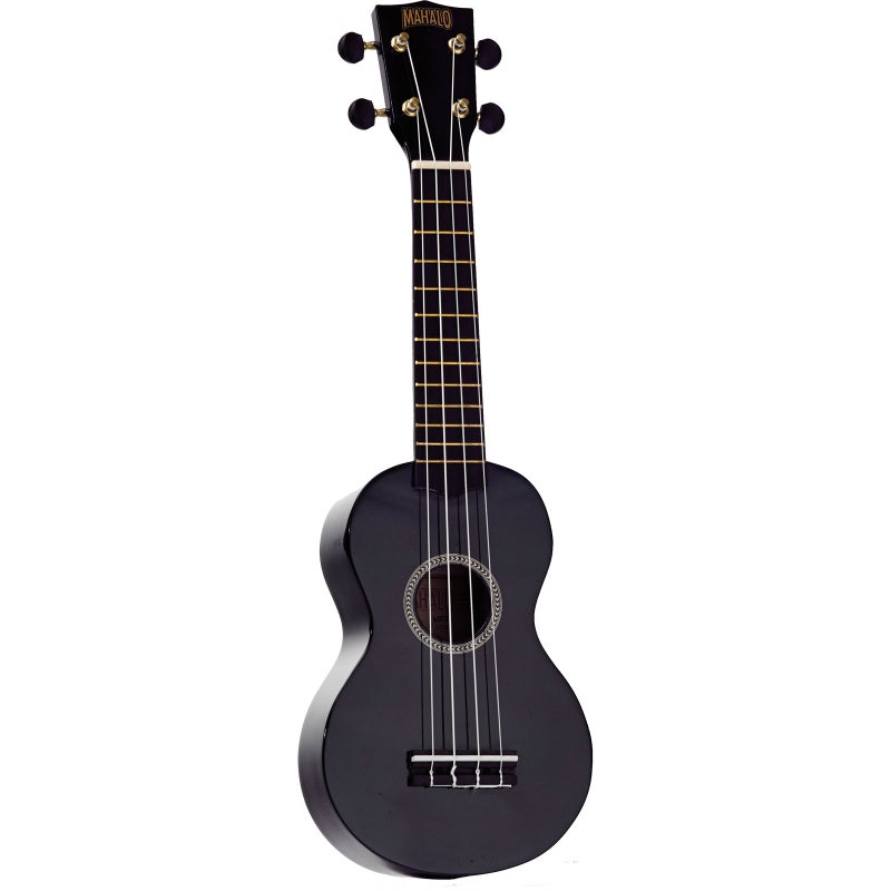 Mahalo MR1BK Ukulele Soprano M1 Rainbow "R" Series Black with Bag