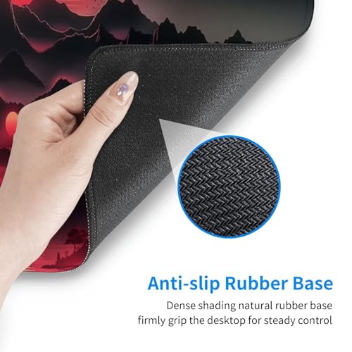 Brecoy Extended Gaming Mouse Pad, Large Desk Mat XL Anime Mouse Pad Waterproof with Stitched Edges, Non-Slip Desktop Pad for Home and Office, Level Up Your 31.5x11.8 Inch (Darkness Red Moon3) - Image 5