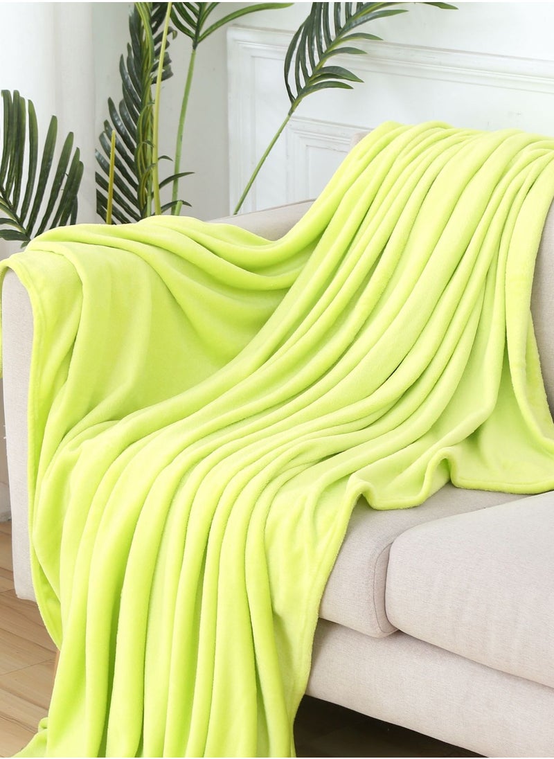 Loquat Solid Color Lightweight Warm Flannel Blanket Coral Velvet Blanket Family Sofa Bedding Fabric Green 