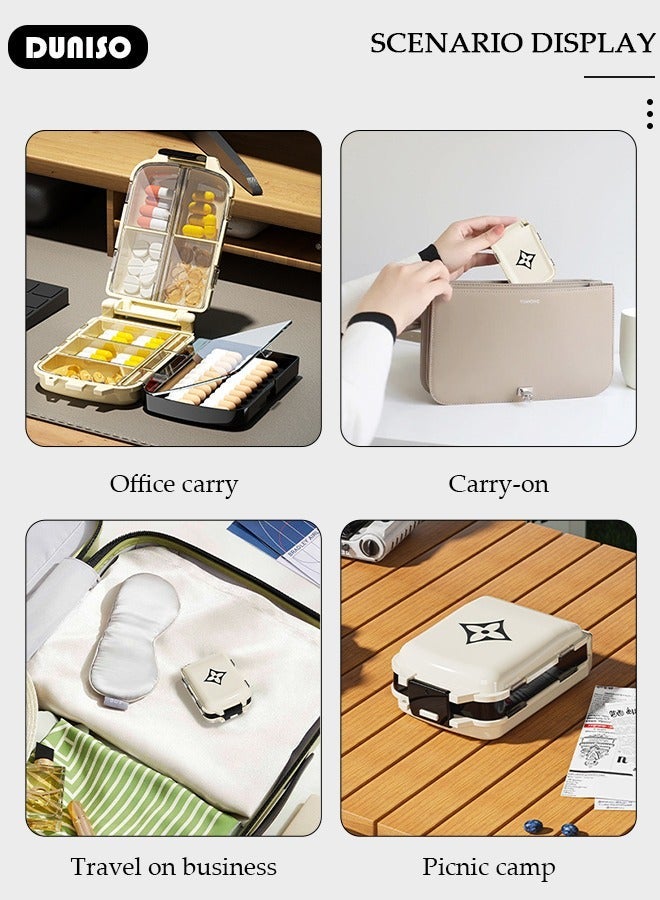 DUNISO Pill Organizer, Medicine Box , Folding Design Weekly Pill Case Organizer 7 Day, 8 Compartments Portable Travel Pill Box  for Purse Pocket to Hold Vitamins,Cod Liver Oil,Supplements and Medication - Image 3