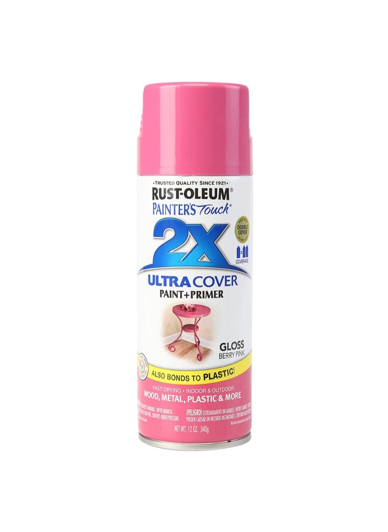 RUST-OLEUM Rustoleum Painter's Touch Ultra Cover 2X Spray Paint (354.9 ml, Gloss Berry Pink) 