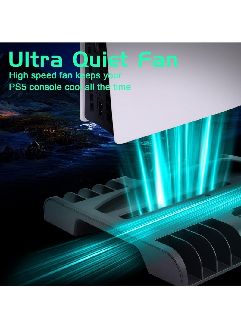 KJH The PS5 Slim Cooling Stand with Charging Station for Playstation 5 Slim Console(Digital/Disc) - Image 2