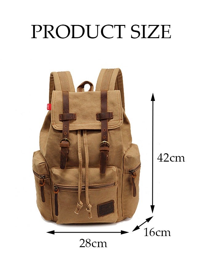 Fashion Backpack High Capacity Canvas Vintage Backpack  Vintage Canvas School Bag Travel Large Capacity  for Hiking Travel 12-15.6 Laptop Backapcks for Men Casual Daypacks Rucksack - Image 3