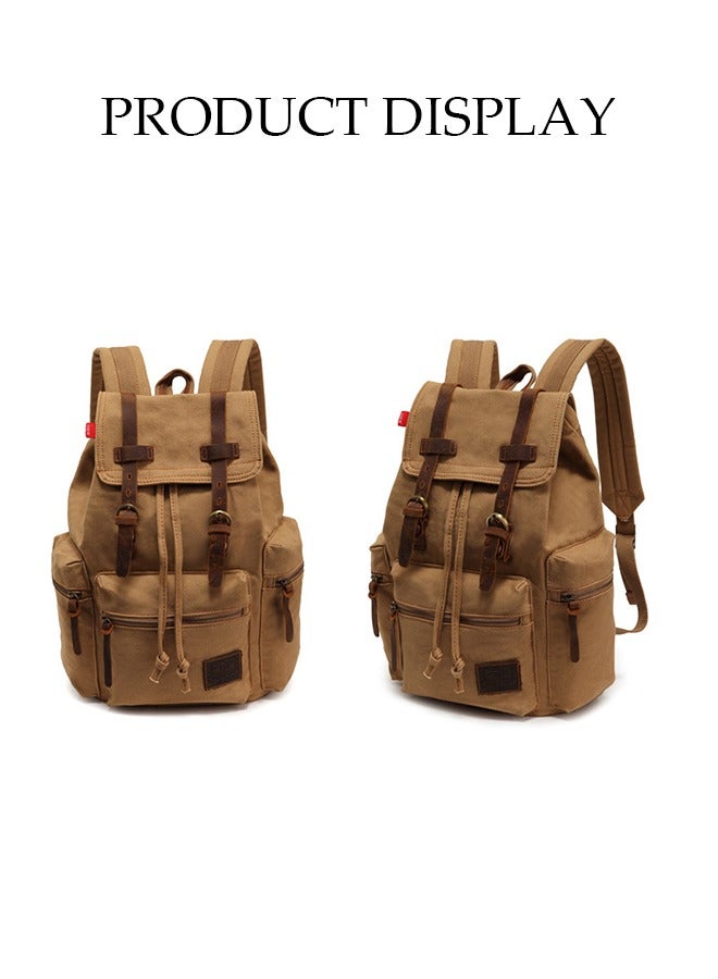 Fashion Backpack High Capacity Canvas Vintage Backpack  Vintage Canvas School Bag Travel Large Capacity  for Hiking Travel 12-15.6 Laptop Backapcks for Men Casual Daypacks Rucksack - Image 4