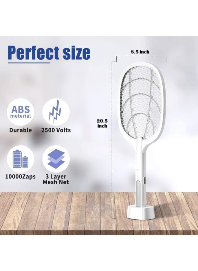 اتش اس Mosquito Killer Stainless Bat Uv Light Lamp Five Nights Mosquito Killer Autokill 2 in 1 Mosquito Racket 1200Mah Rechargeable Battery Handheld Electric Fly Swatter Easy for Home 7 - Image 3