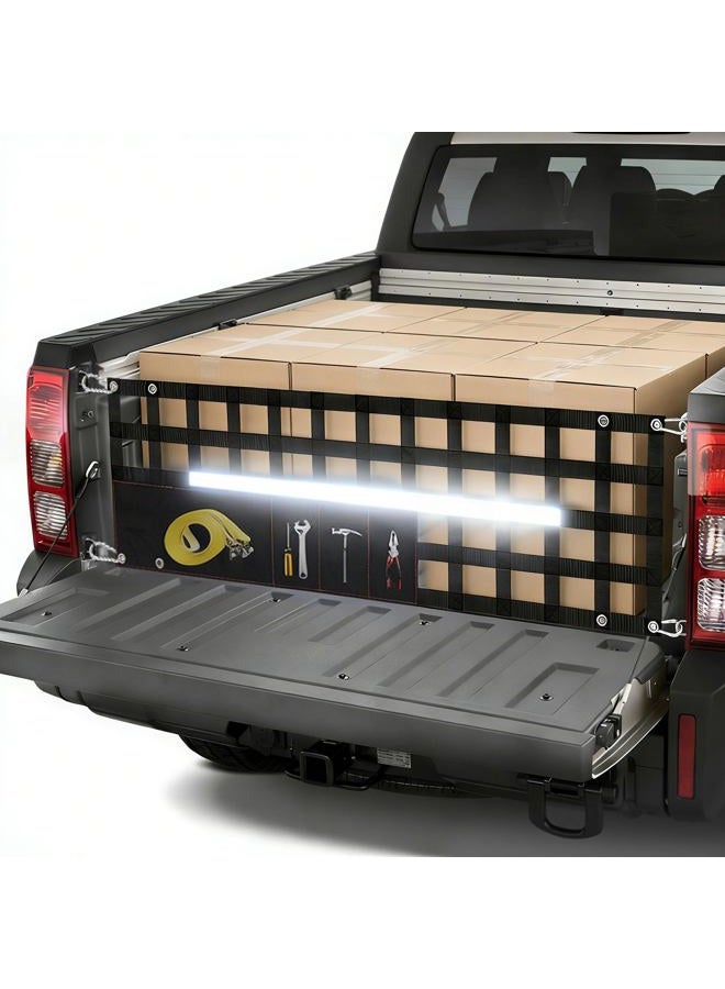 Duythy 60” Wide X 18” Tall Cargo Net Heavy Duty Nylon Tailgate Net for Pickup Truck Bed Black - Image 1
