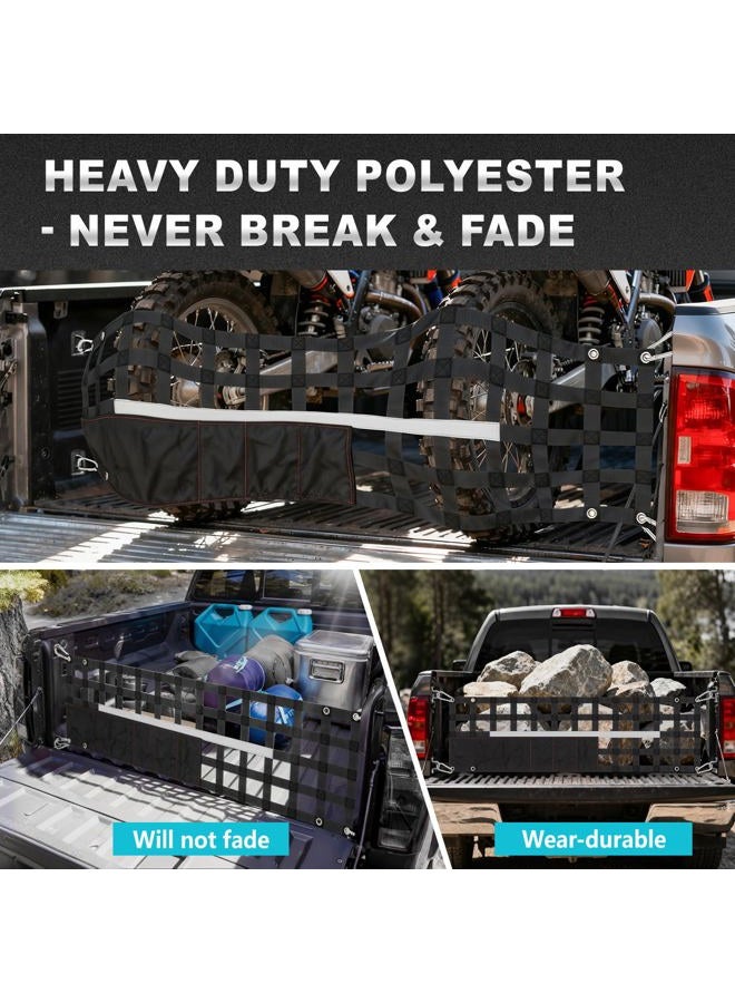 Duythy 60” Wide X 18” Tall Cargo Net Heavy Duty Nylon Tailgate Net for Pickup Truck Bed Black - Image 3