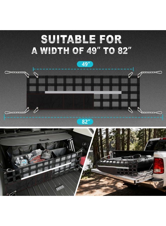 Duythy 60” Wide X 18” Tall Cargo Net Heavy Duty Nylon Tailgate Net for Pickup Truck Bed Black - Image 2