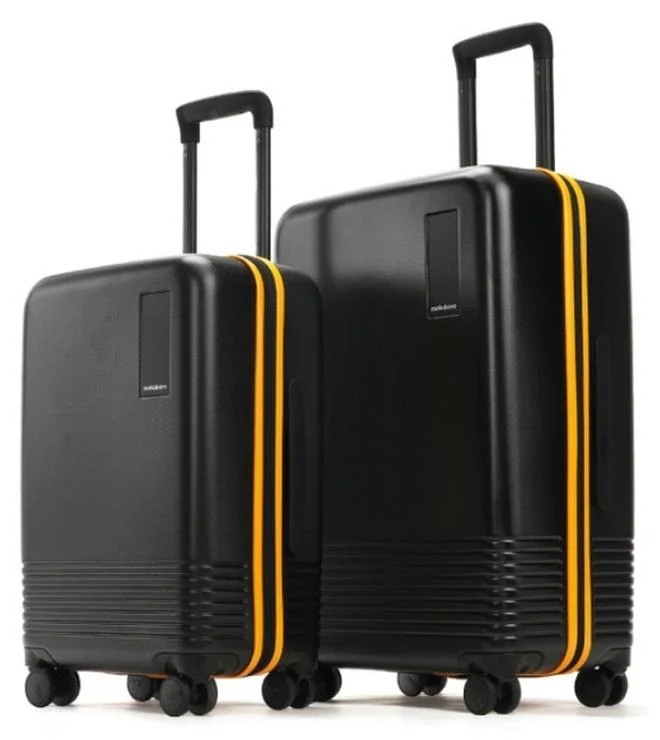Mokobara The Set of 2 Luggage Hardsided Polycarbonate 8 Hinomoto Spinner Wheels Small, Medium Size Trolley (Black & Yellow)