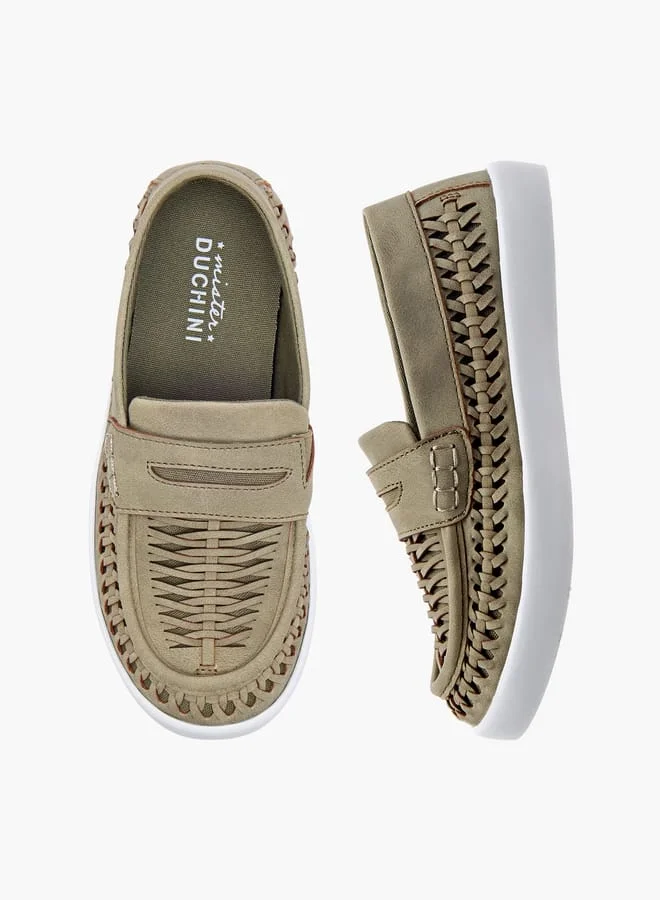 Mister Duchini Boys Weave Textured Slip-On Loafers
